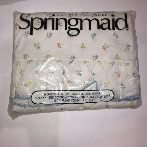 Vintage Springmaid New Old Stock Double Full Flat Sheet Copley USA Made Floral - Picture 6 of 6